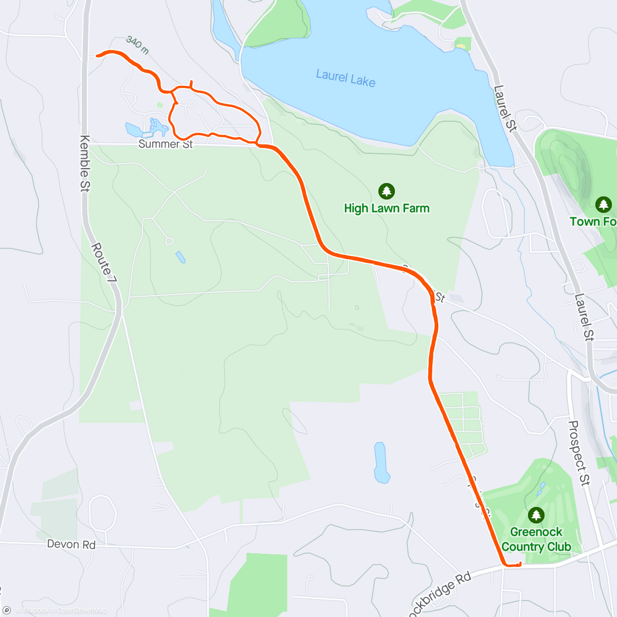 Map of the activity, Day 19, Walk #23, Lee, MA