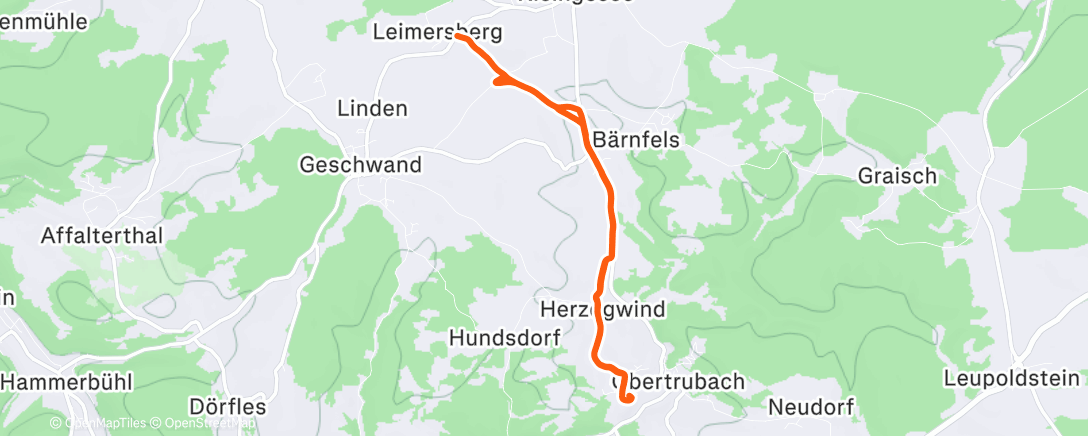 Map of the activity, Afternoon Run