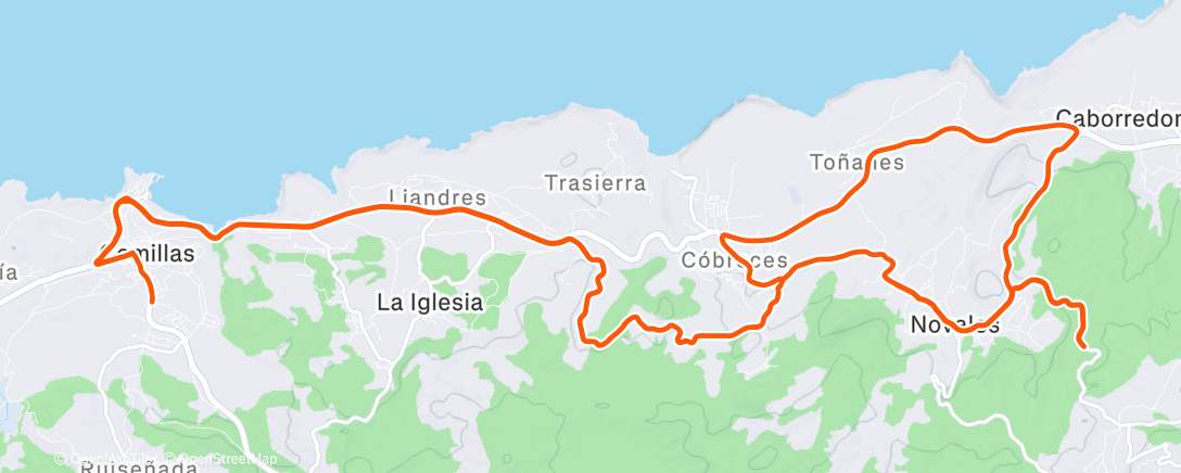 Map of the activity, Bicicleta de montaña por la tarde