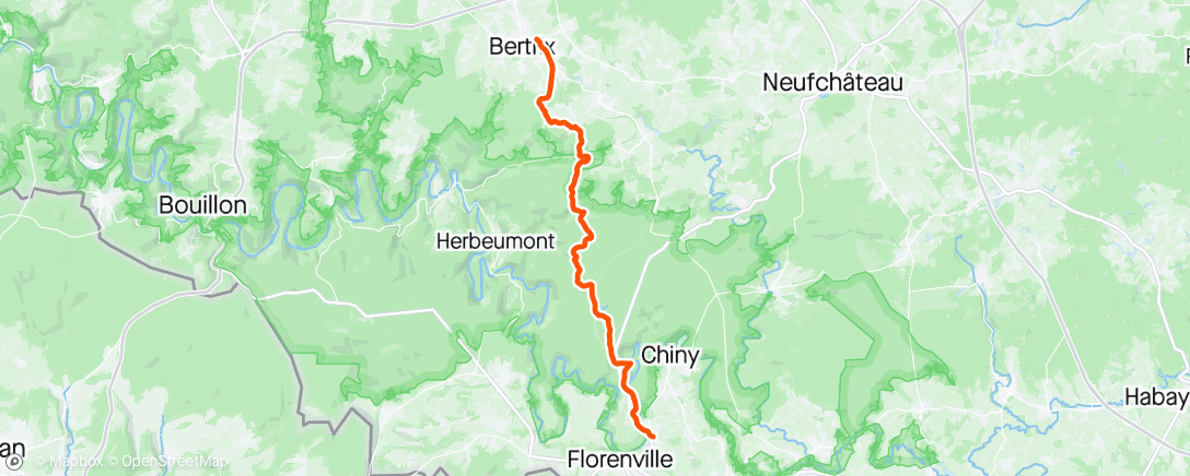 Map of the activity, Florenville > Bertrix, tout droit !