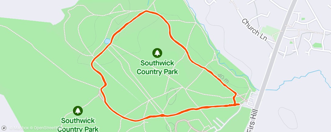 Map of the activity, Parkrun walk and run for Sara