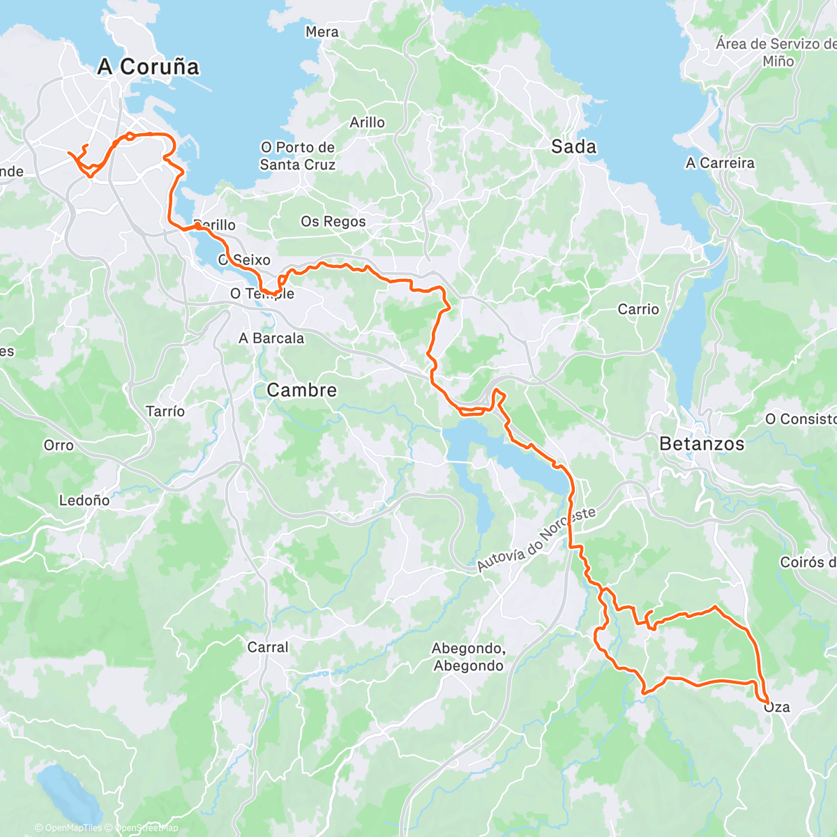 Map of the activity, Bicicleta de gravilla matutina