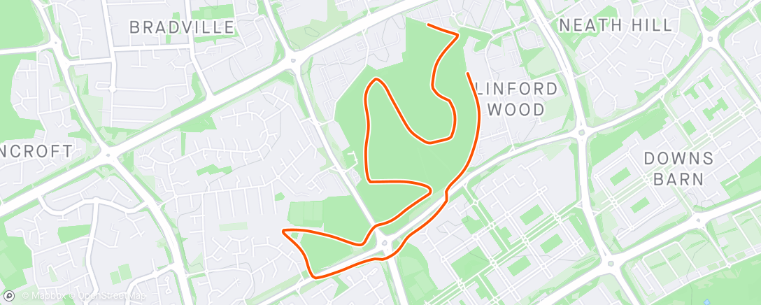 Mapa da atividade, Linford Wood Parkrun