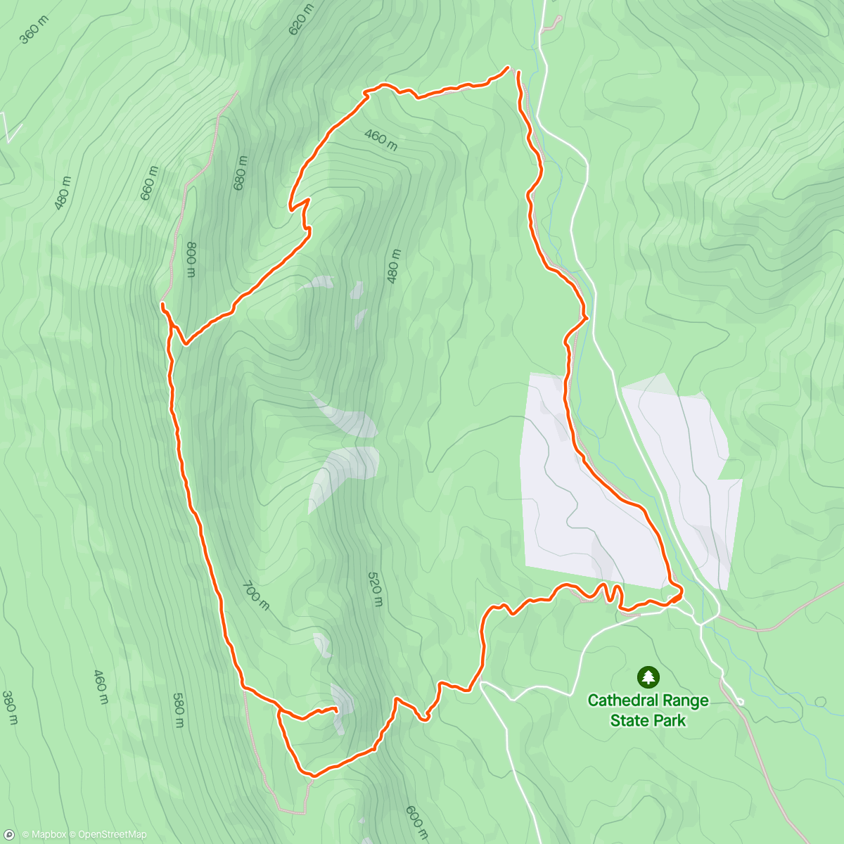 Map of the activity, Cathedral Mountains Northern Circuit