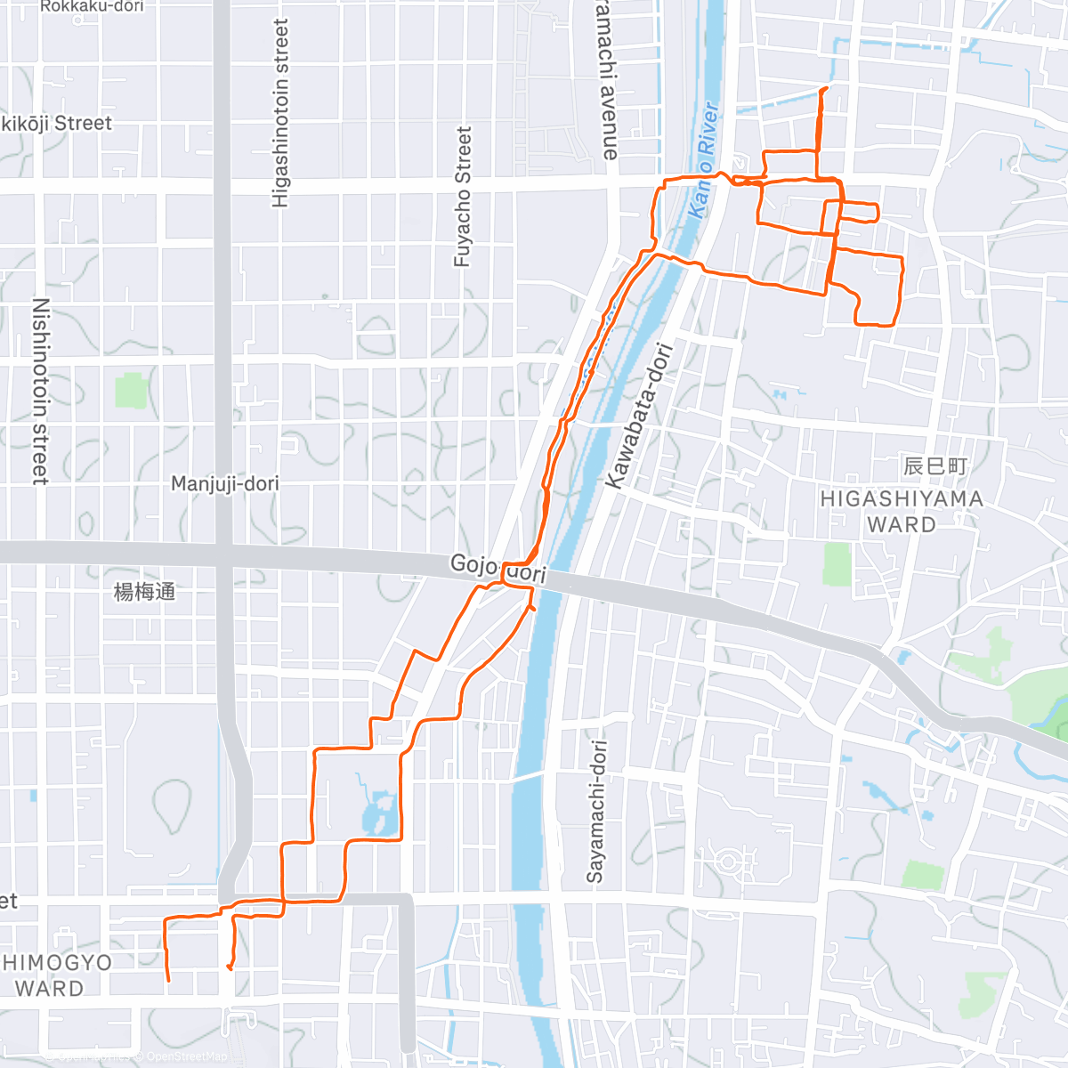 Map of the activity, Kyoto photo run