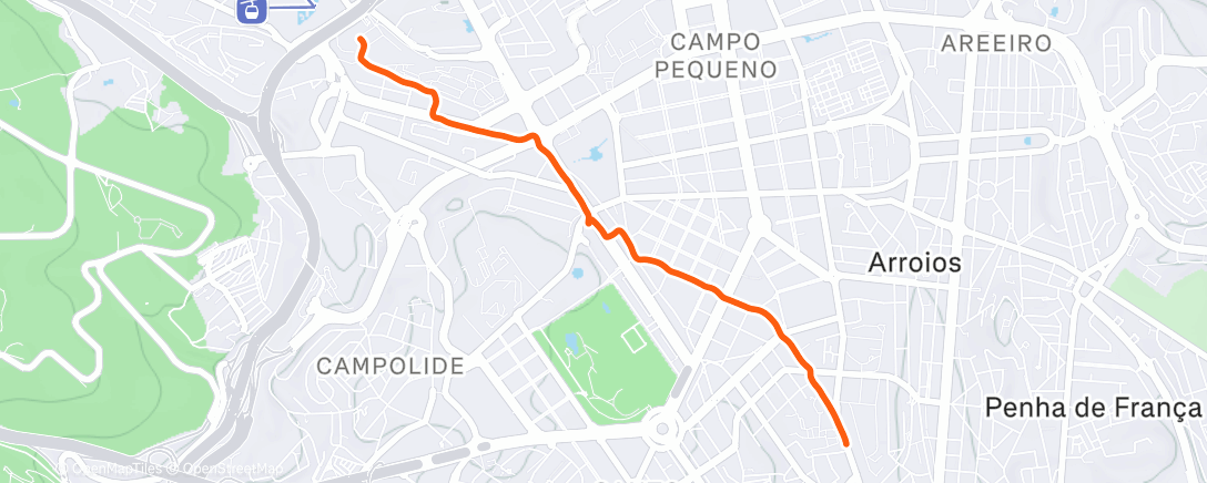 Map of the activity, Passeio ao entardecer