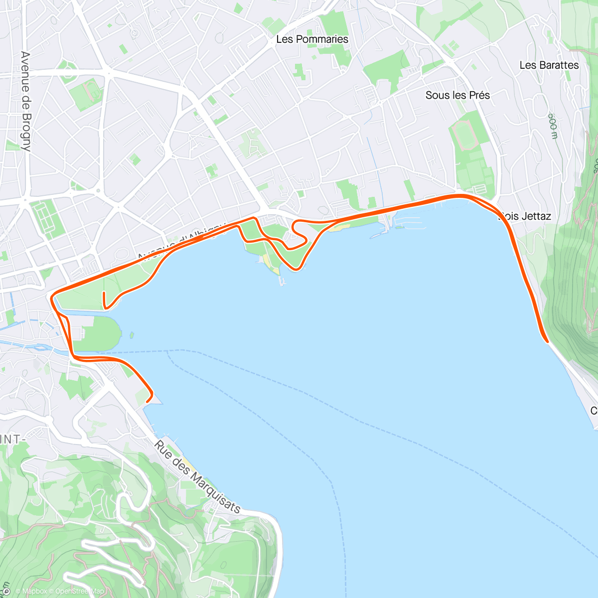 Map of the activity, 10km d'Annecy