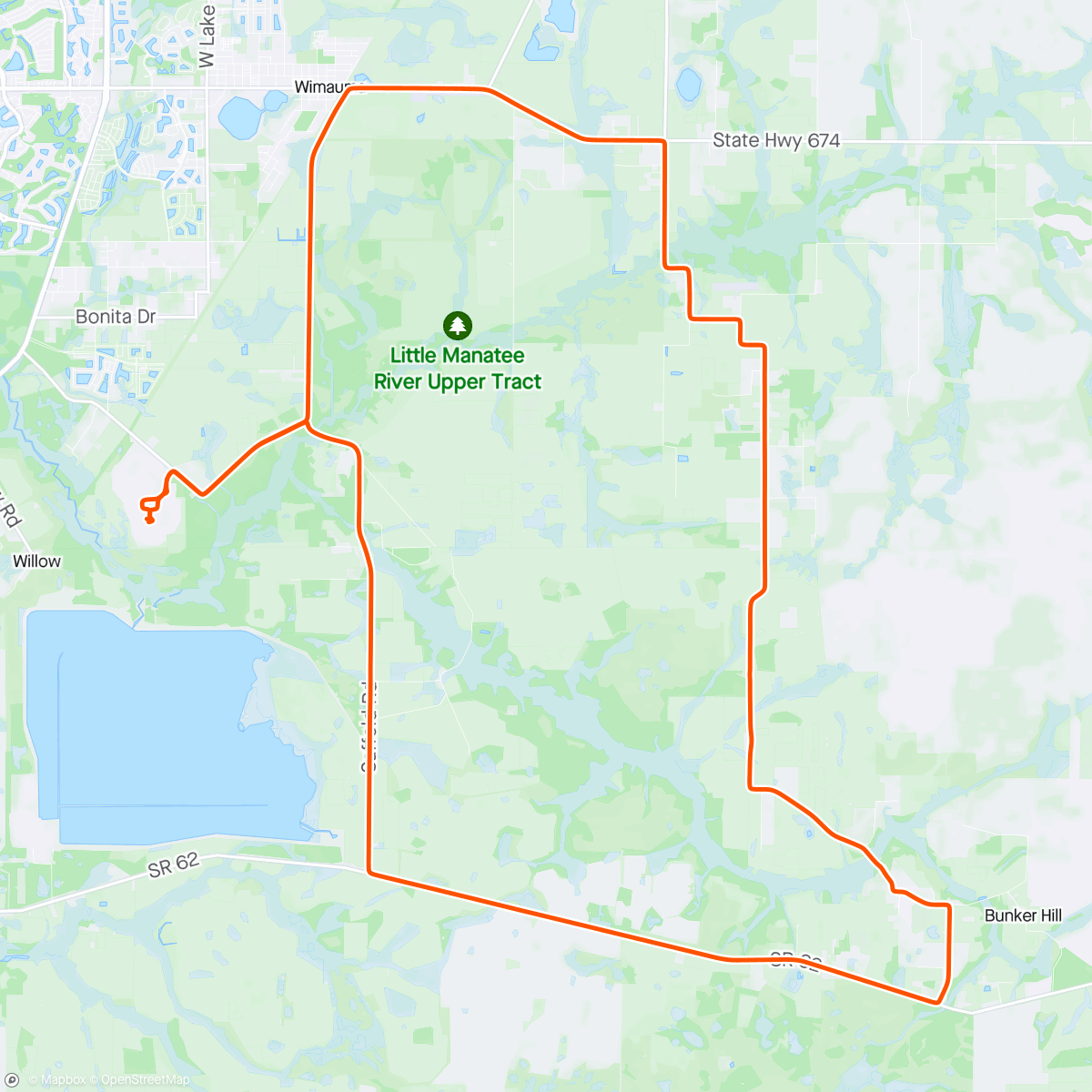 Map of the activity, Vineyards Morning Ride, Wimauma, Florida ☀️ Great Weather!