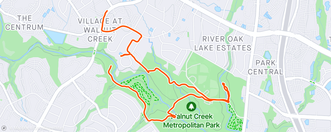 Map of the activity, Walnut creek biking (with the cops)