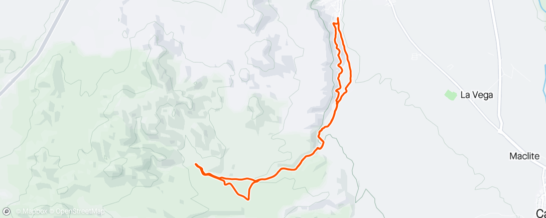 Mapa de la actividad, Evening Mountain Bike Ride