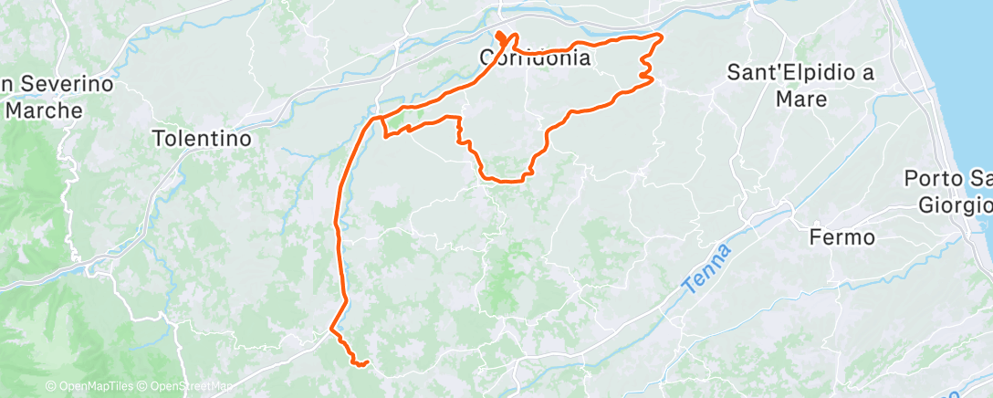 Map of the activity, Pedalata mattutina