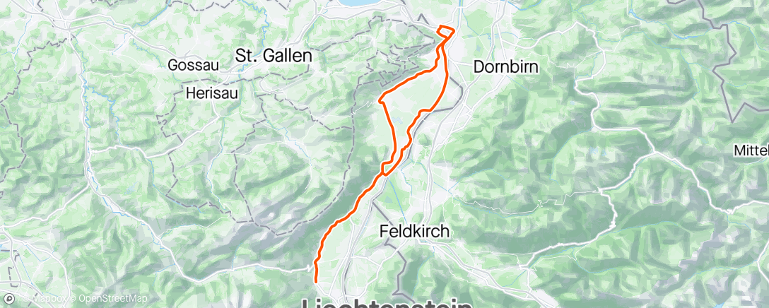 Map of the activity, Rheintal Lichtenstein High Road