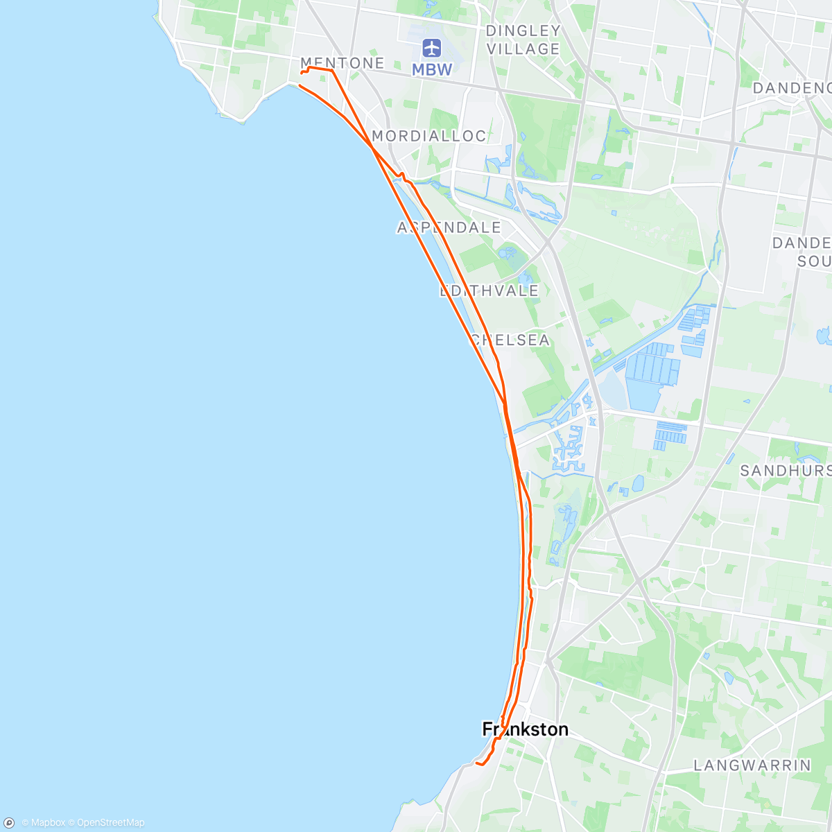 Map of the activity, Morning Ride to Frankston