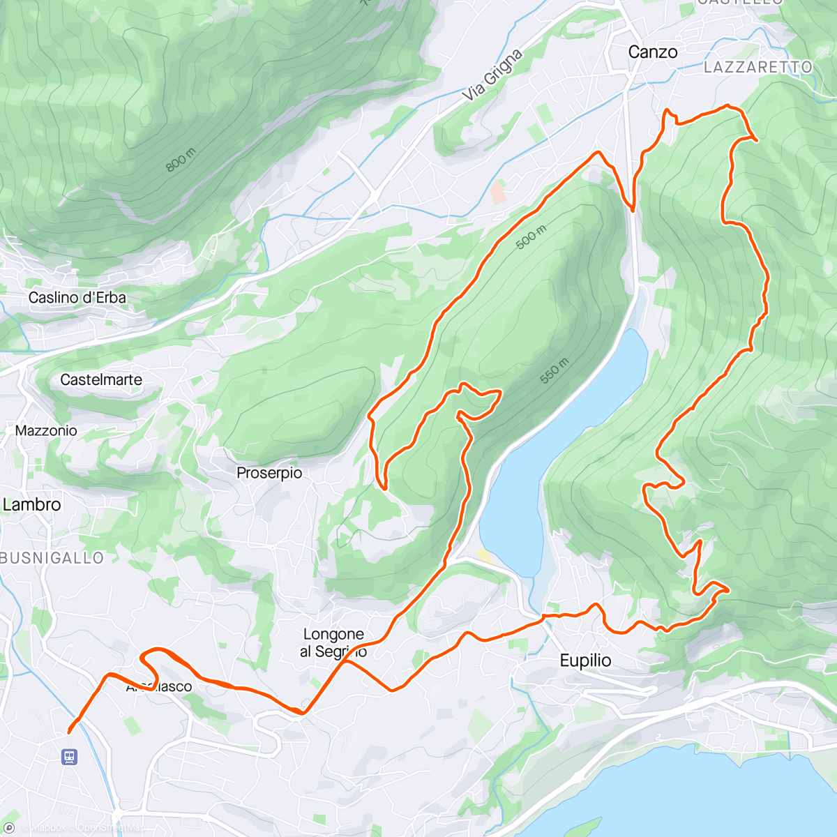 Map of the activity, Senterun e Scioscia col manu
