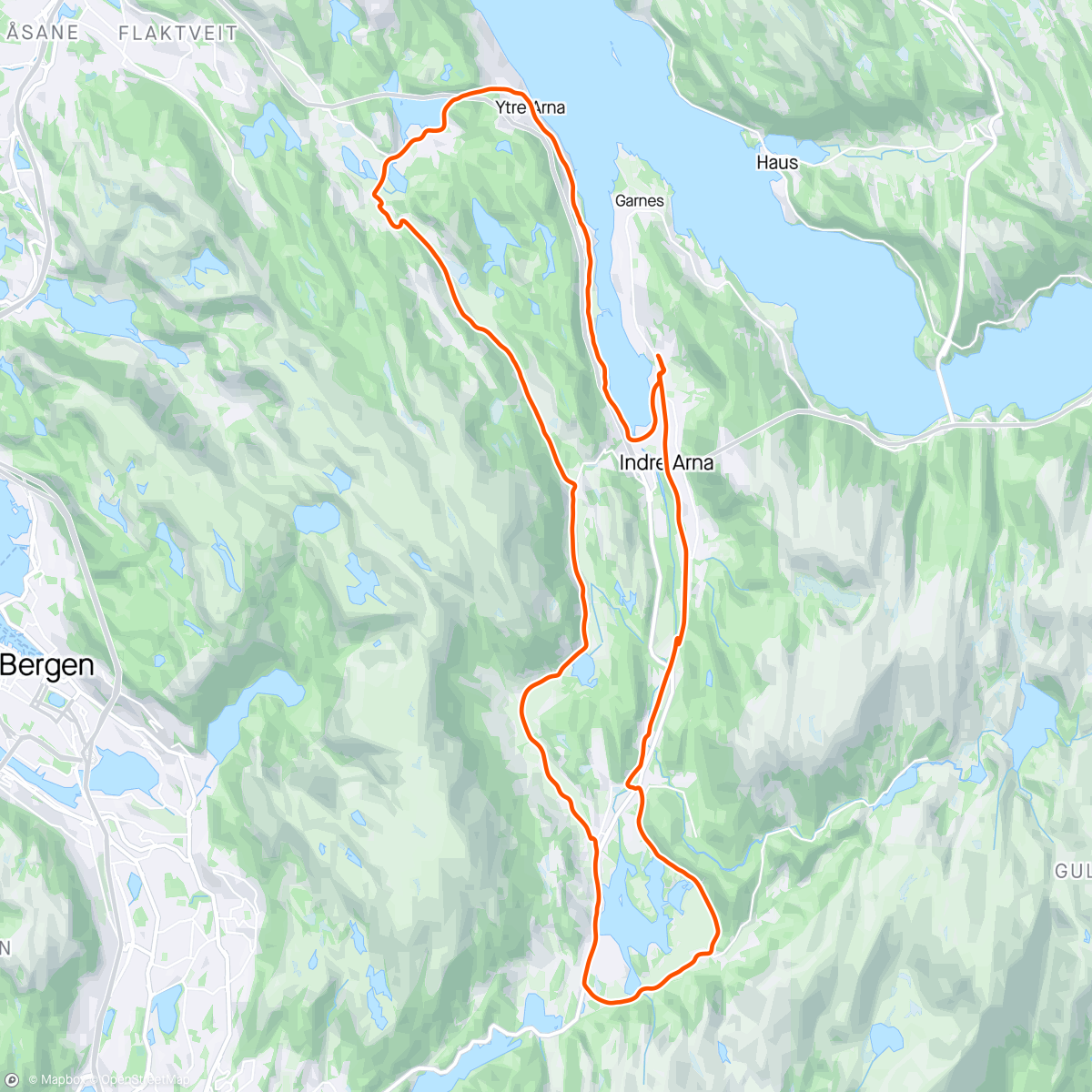 Map of the activity, Gaupås og Haukelandsvatnet