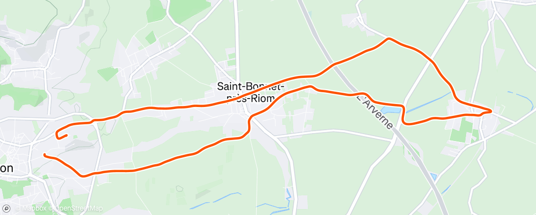 Map of the activity, 65' à 4min25/km + RaC