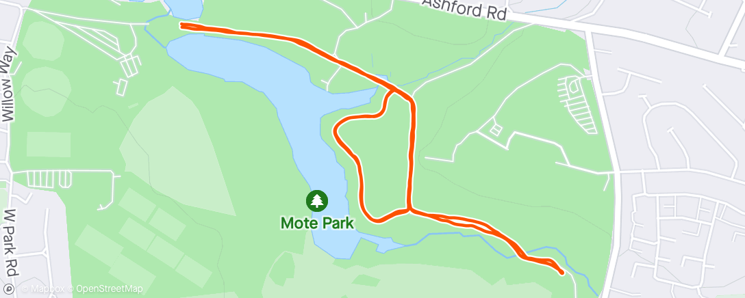 Mapa da atividade, Morning Run - Mote Park parkrun.