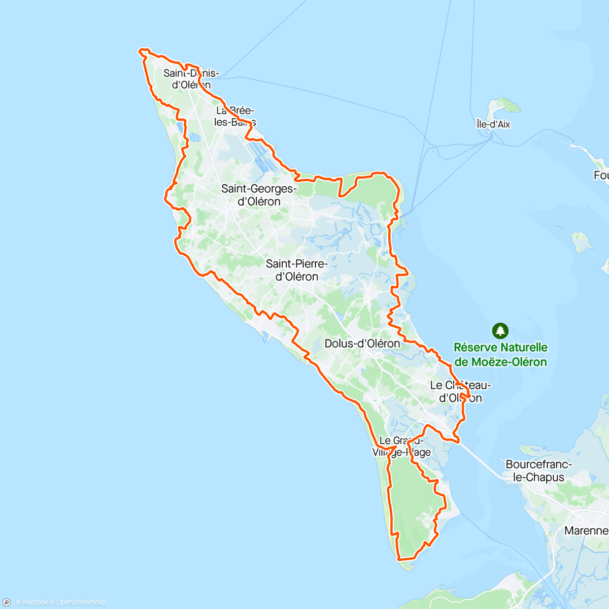 Map of the activity, Ultra Trail Île d'Oléron 100km
