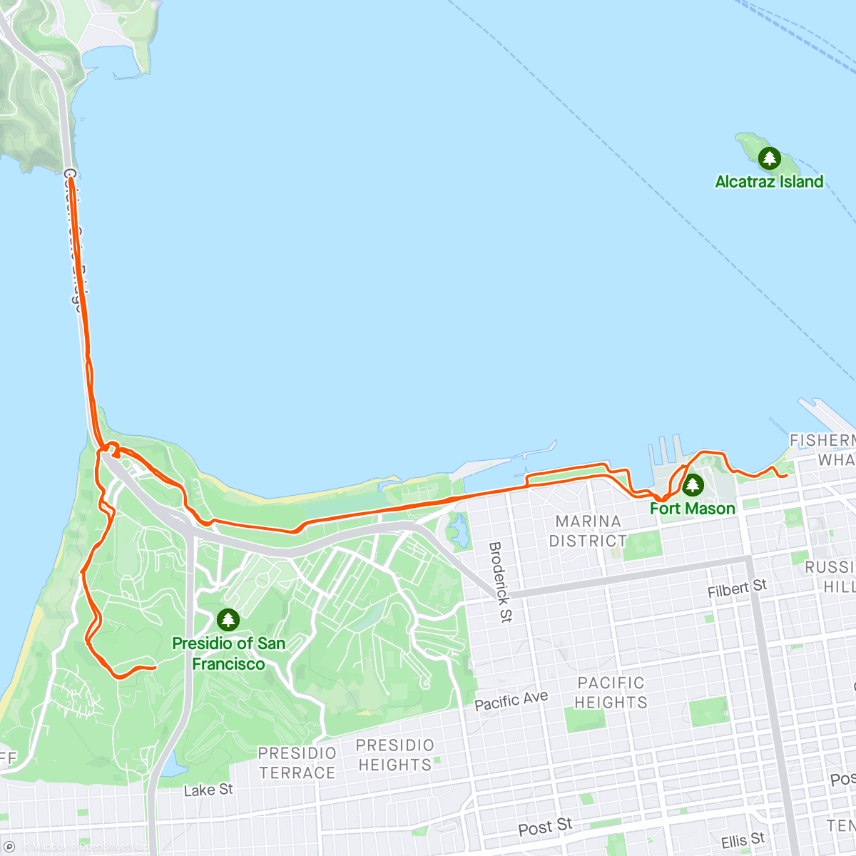 Map of the activity, Golden Gate Bridge after closed by protesters