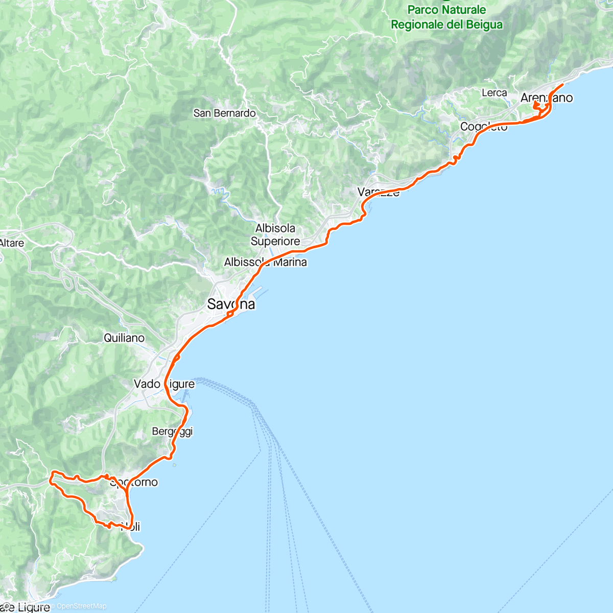 Map of the activity, Noli Luminella Climb Magnone Spotorno