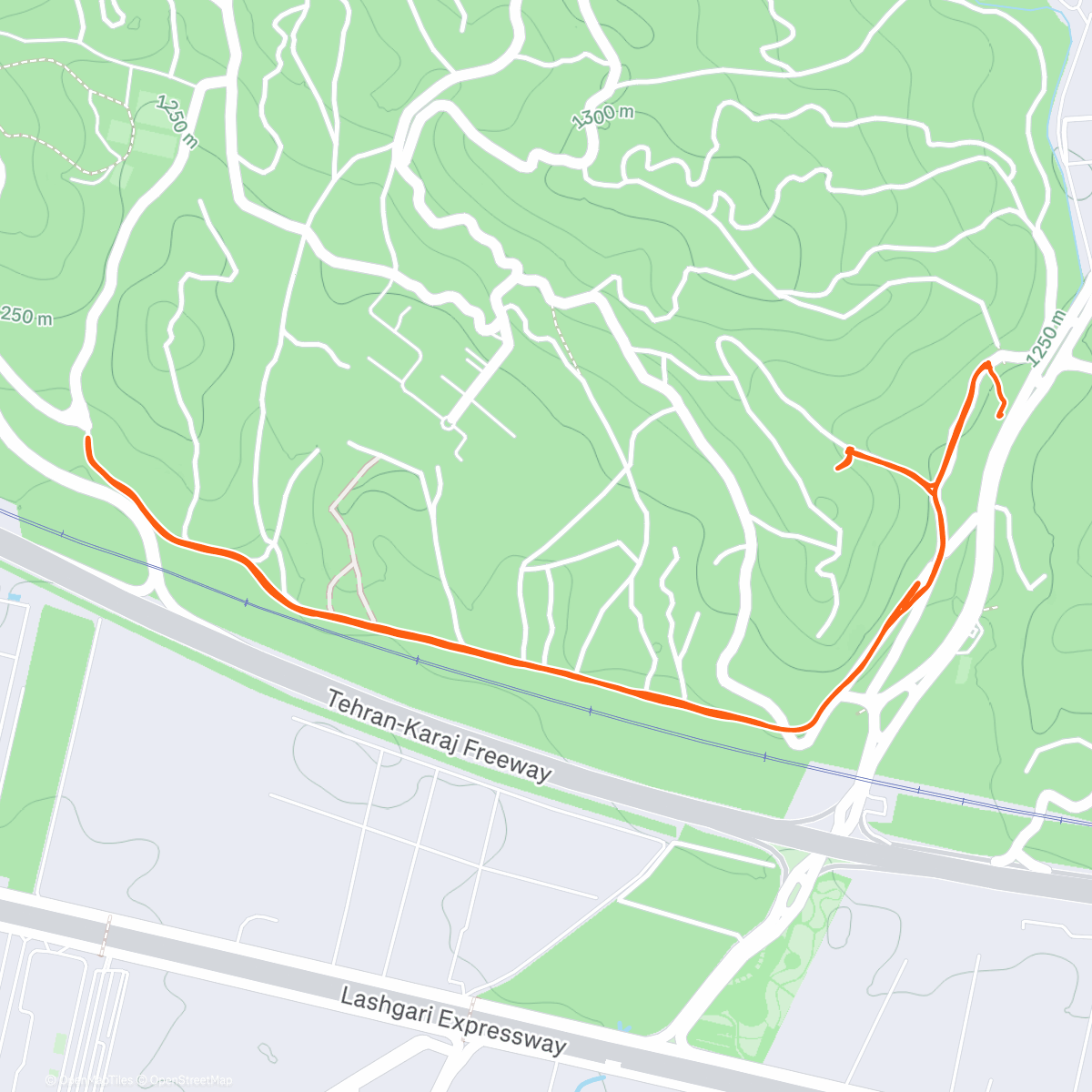 Map of the activity, chitgar trailRun