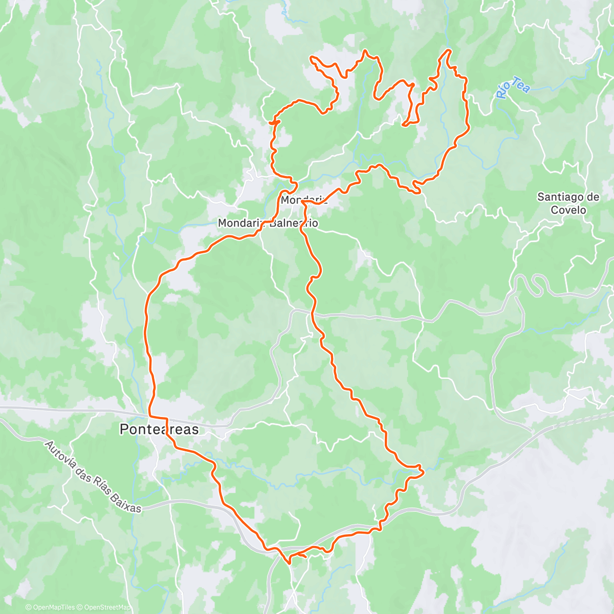 Map of the activity, Na previa do Nadal, a cousa non foi nada mal; de palique cos colegas, desfrutando das estradas galegas