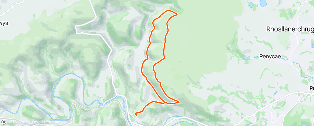 Map of the activity, Llangollen fell race, short route