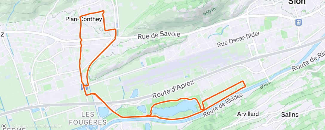Map of the activity, Course à pied dans l'après-midi