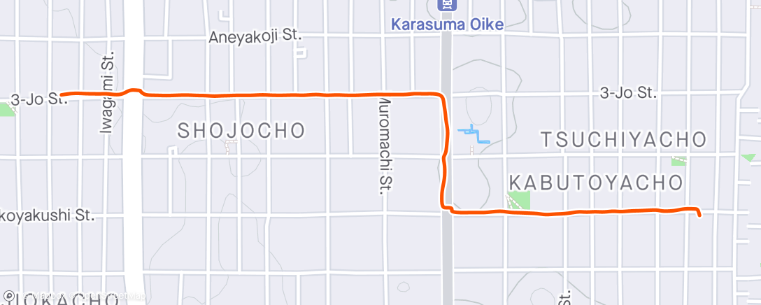 Map of the activity, カモスイ帰り2km 9:11