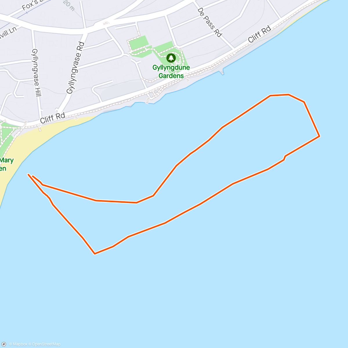 Map of the activity, Gylly mile