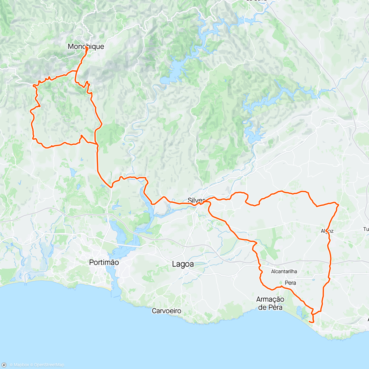 Map of the activity, Beautiful ride up to Monchique
