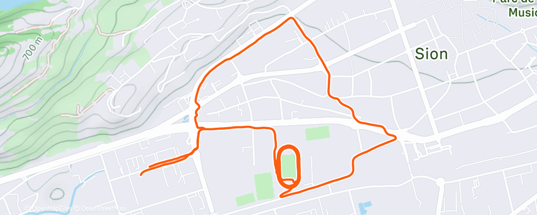 Map of the activity, Track intervals