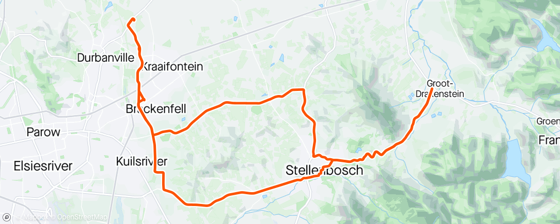 Mapa de la actividad, Pniel Road Ride