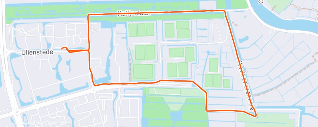Map of the activity, Middagloop