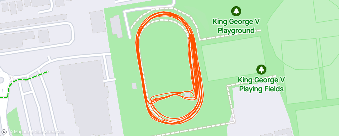 Map of the activity, Track - 3 sets of 600m, 300m, 500m