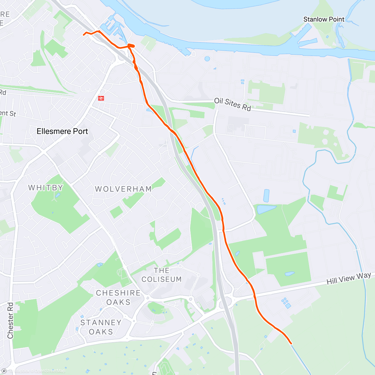 Map of the activity, 1 mile tempo x2