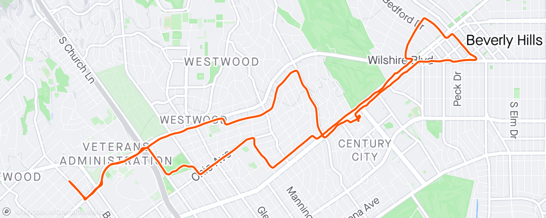 Map of the activity, Epic LA run with the bro