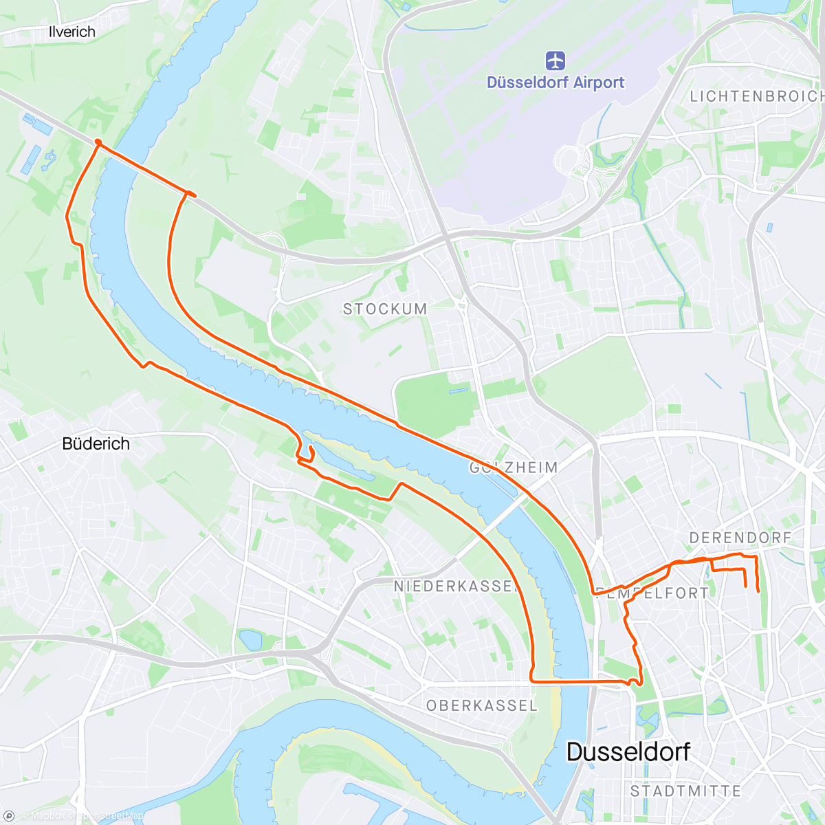 Map of the activity, Pfingstmontagslauf mit Hochwasser