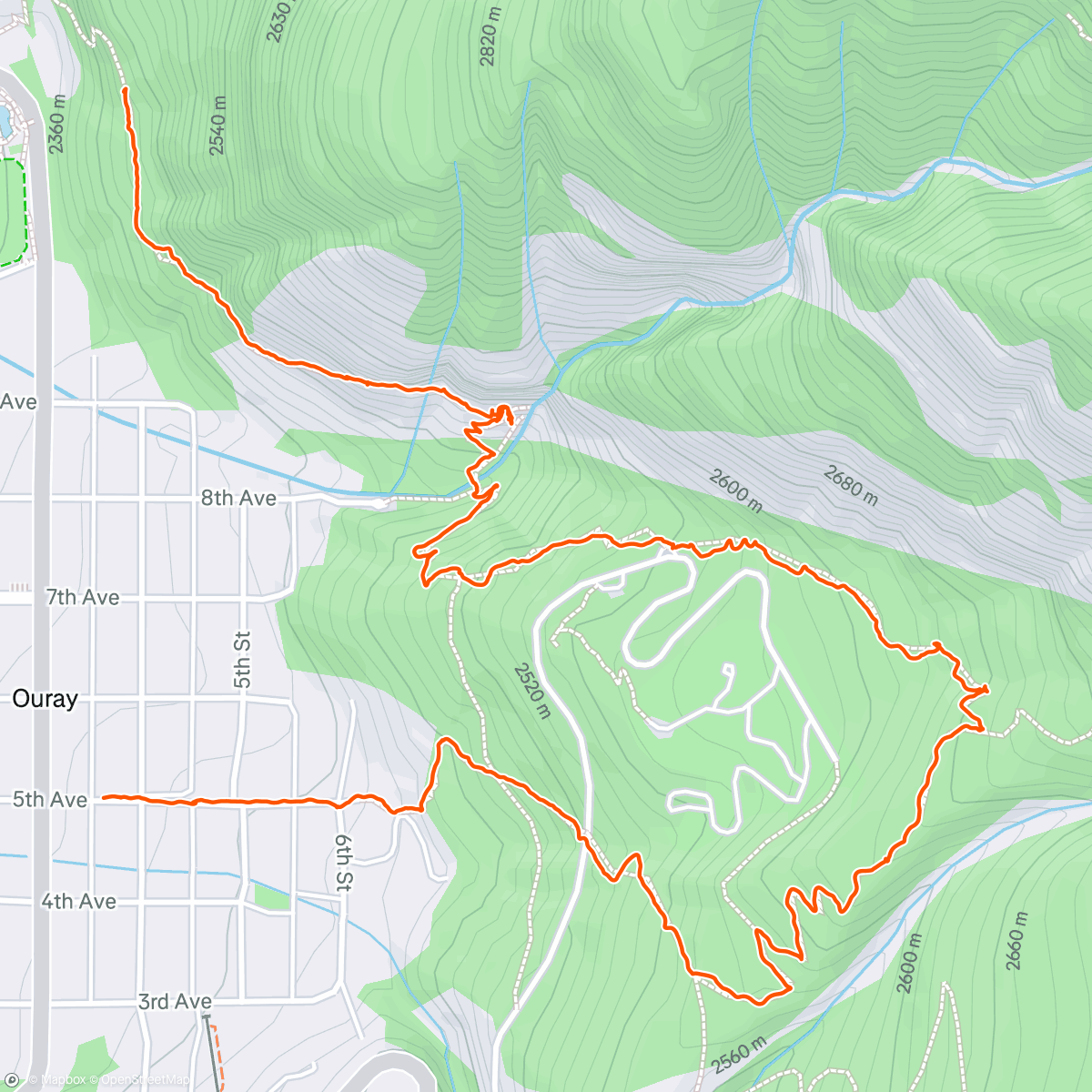 Map of the activity, Partial Perimeter Trail  and upper cascade