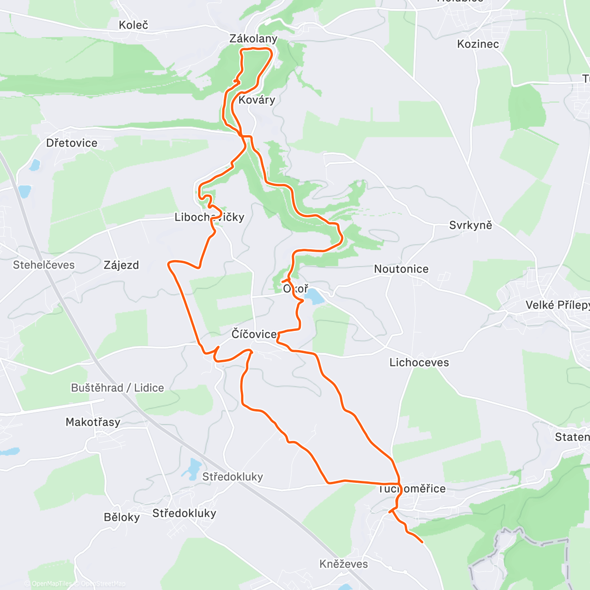 Карта физической активности (Okoř a Budeč)