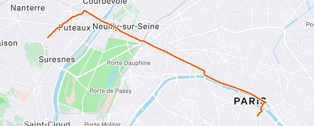 Map of the activity, Night Ride