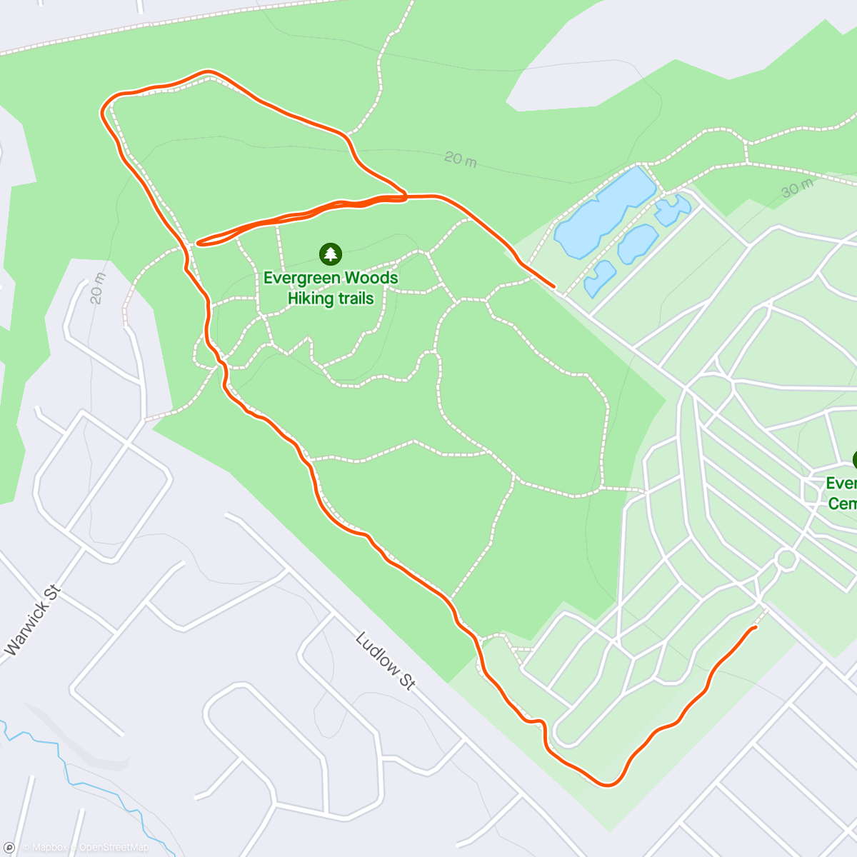 Mapa da atividade, Trail Sisters Evergreen