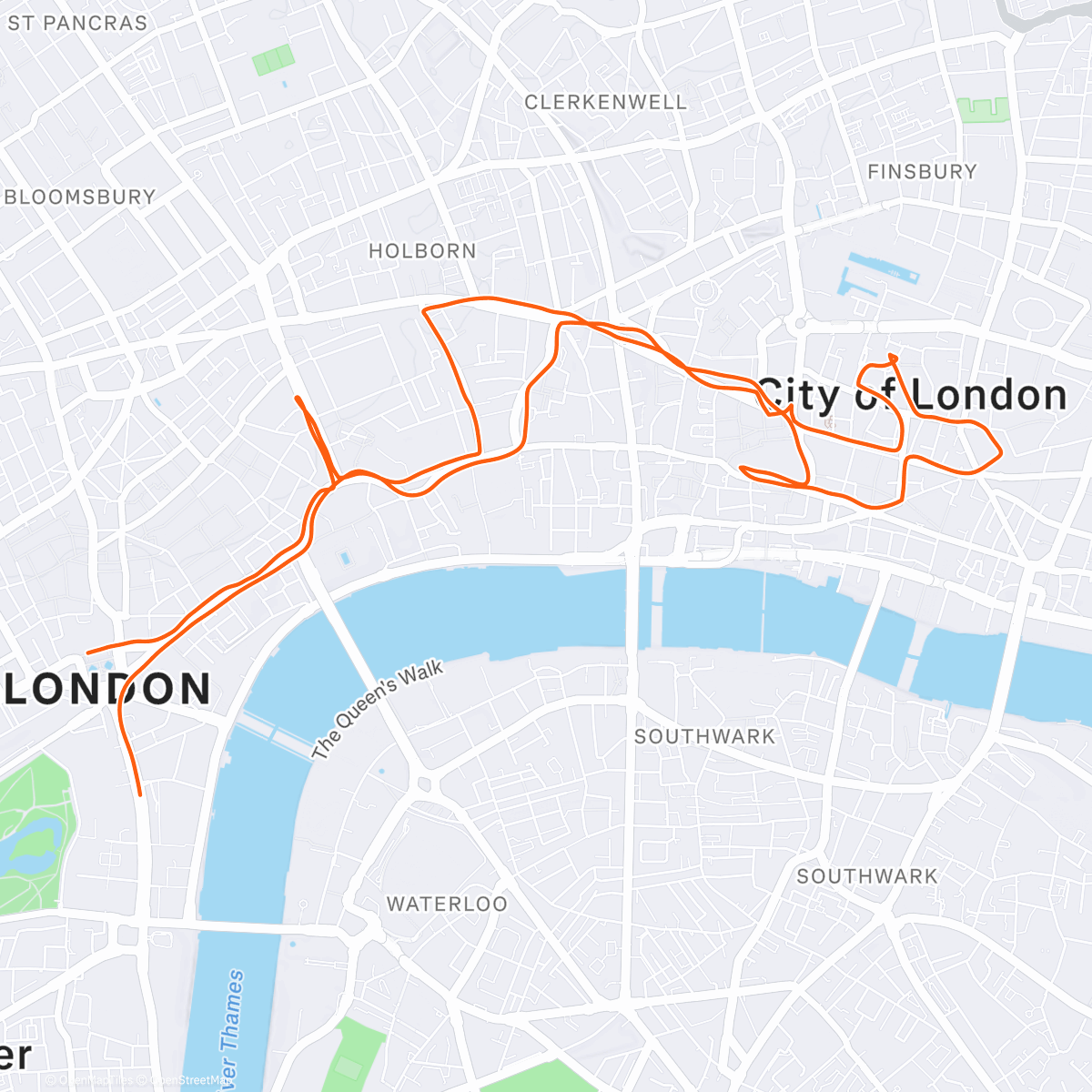 Map of the activity, London Winter 10K. Awful 💦❄️🤣
