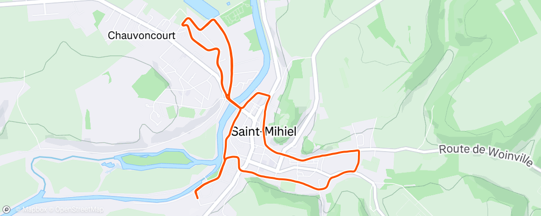 Carte de l'activité Tempo 4x2km