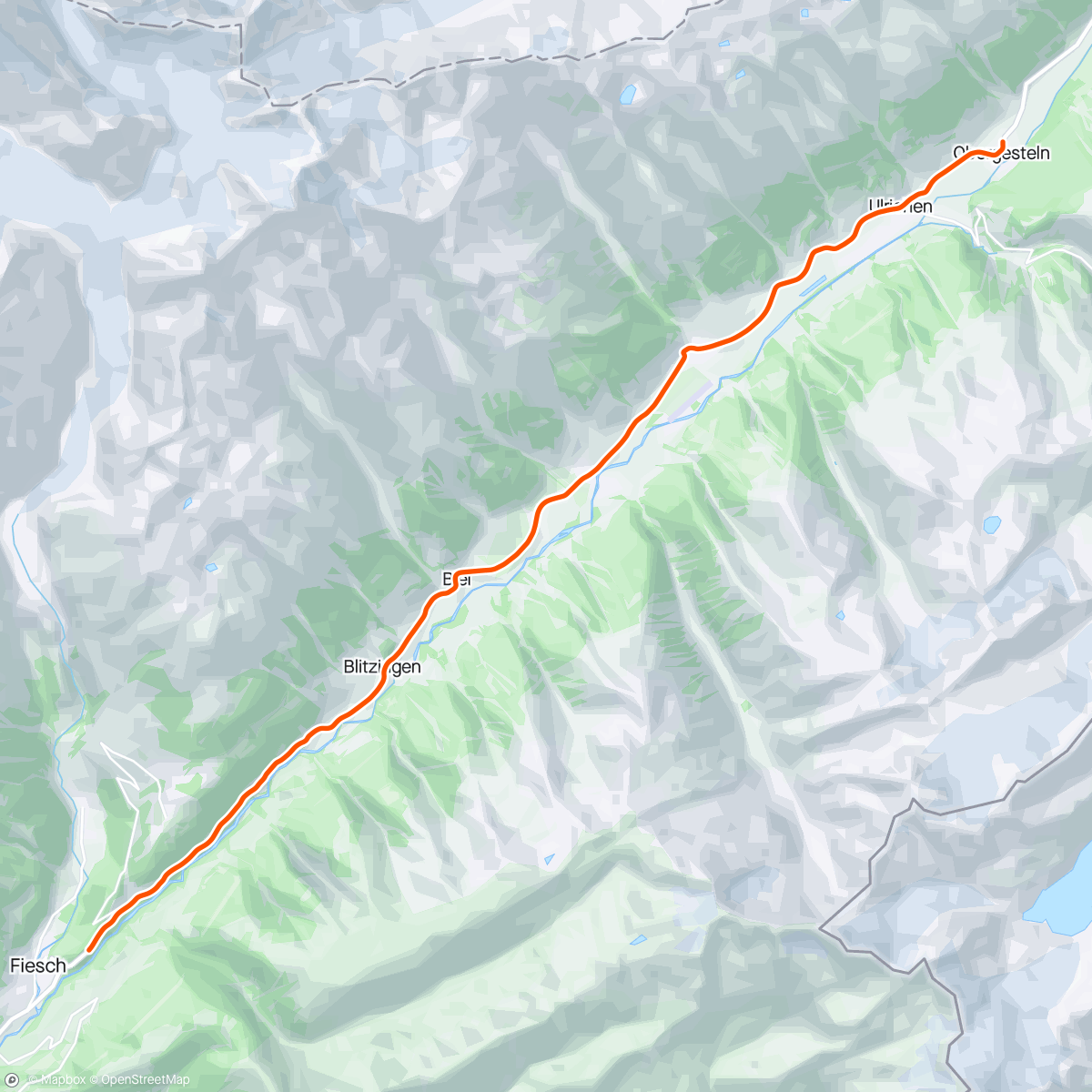 Map of the activity, ROUVY - Obergesteln to Fiesch | Switzerland