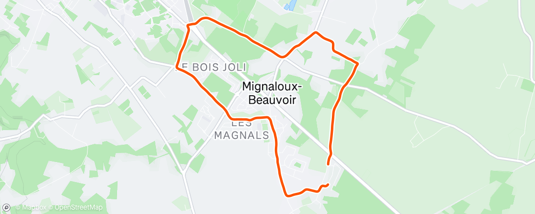 Map of the activity, Course à pied en soirée