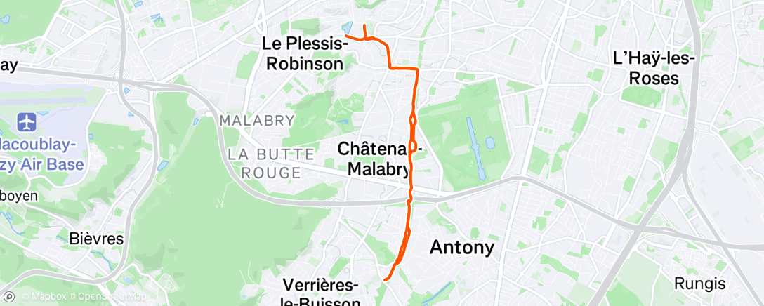 Map of the activity, Run du midi sur la coulée verte - Base