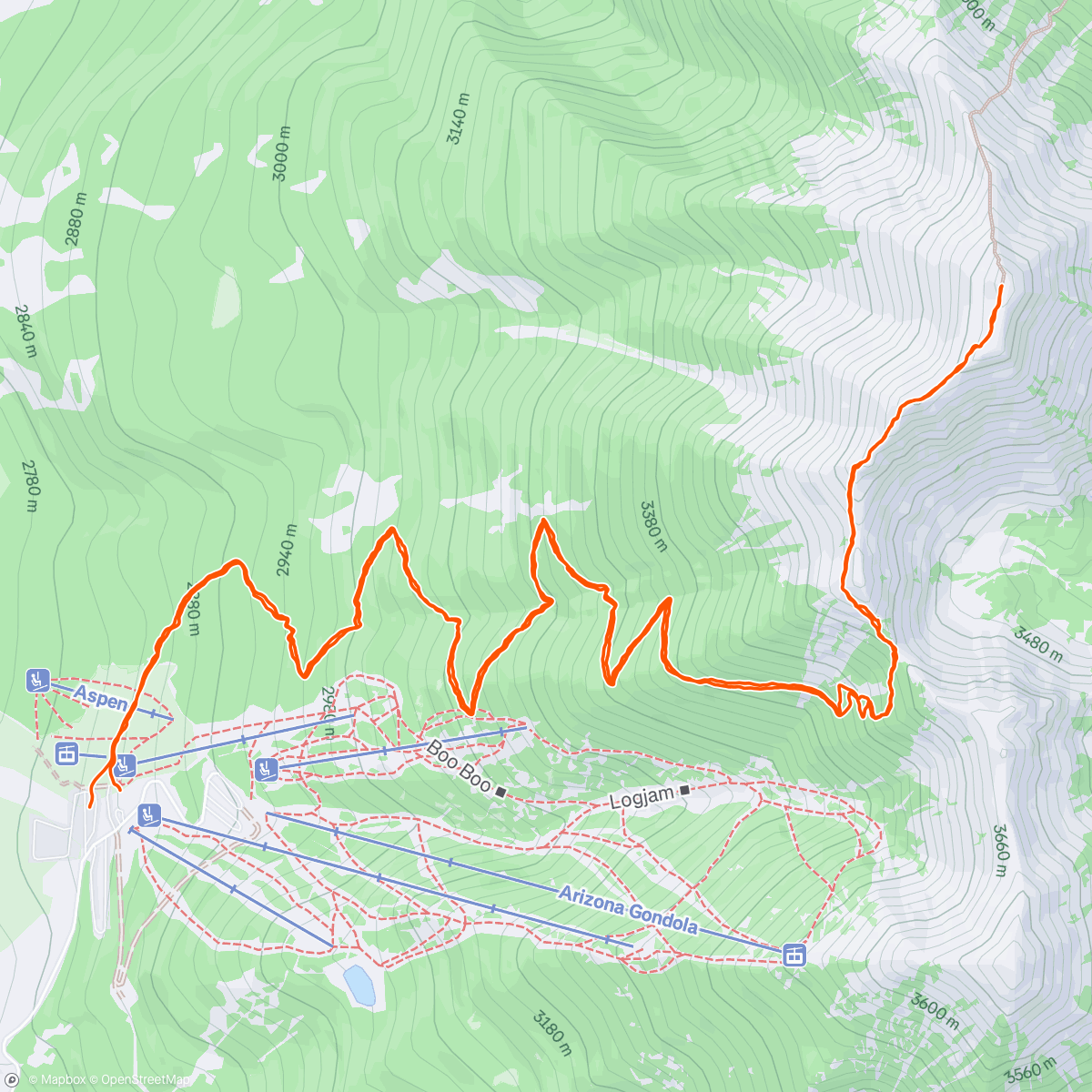 Map of the activity, Humphreys Peak Summit