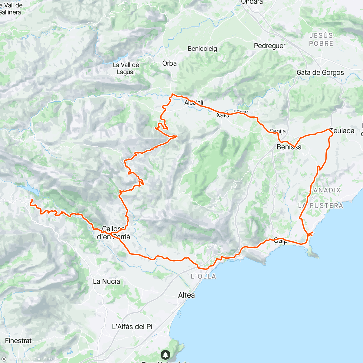 Map of the activity, Morning Ride Spain Calpe #6