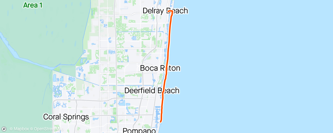 Map of the activity, Delray Beach to Hillsboro Inlet